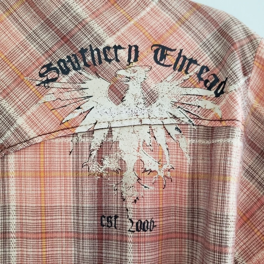 Southern Thread Plaid Shirt Shacket Women Large Lined Cowgirl Western Farm Work